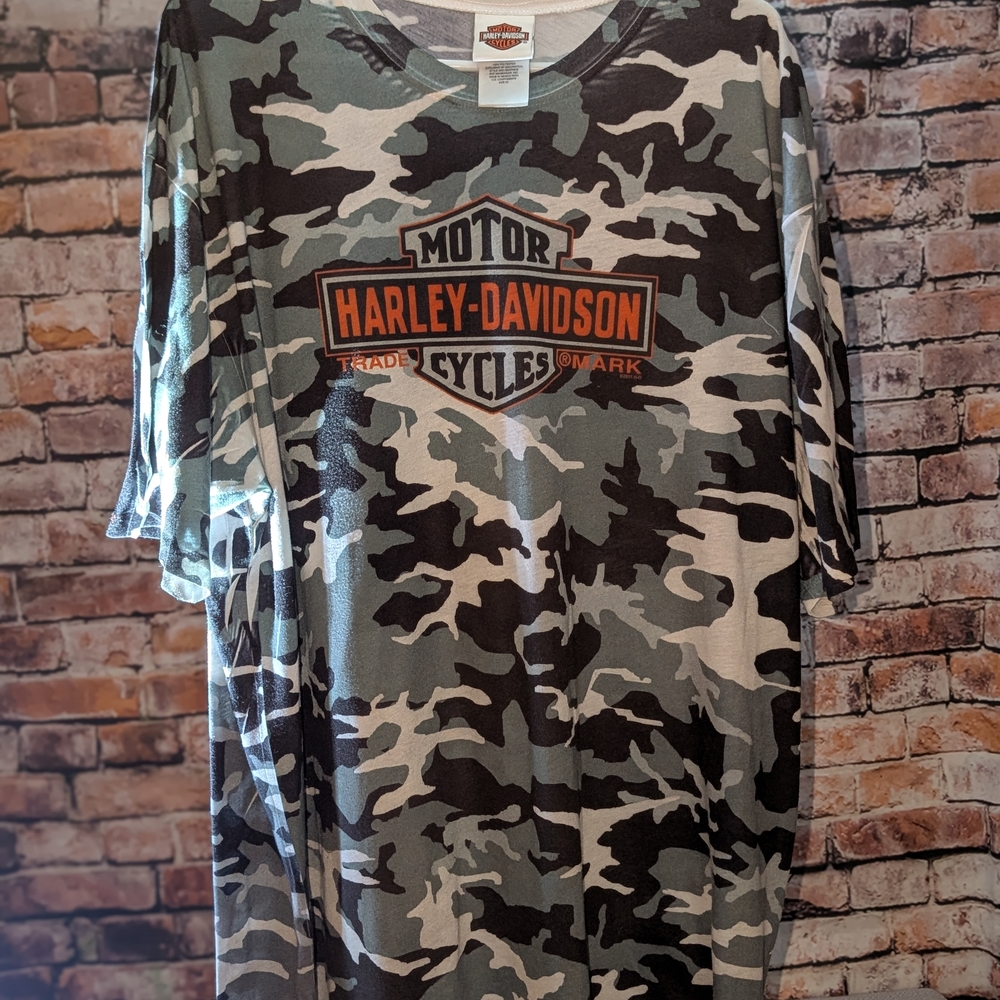 Harley-Davidson Green and Black Short Sleeve Tee